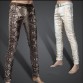 2019 Fashion Men Slim Faux Python Snake Print Leather Pants Men's Personality PU Leather Trousers Chandal Male High Quality