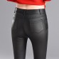 2019 Winter Women Faux Leather Pants & Capris PU Elastic High Waist Trousers Stretchy Slim Pencil Pants Leggings Female Black