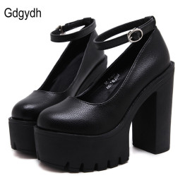 Gdgydh 2019 new spring autumn casual high-heeled shoes sexy ruslana korshunova thick heels platform pumps Black White Size 42