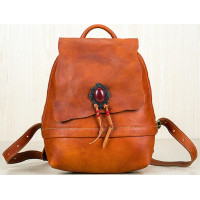 Genuine leather women large soft stone backpack vintage bag