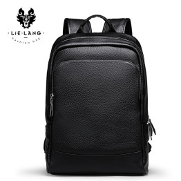 LIELANG Men's Backpack Simple High Quality Leather Backpack Male Leather Fashion Trend Youth Leisure Travel Computer Bag