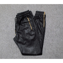 Man Si Tun New Kanye west Hip Hop big and tall Fashion zippers jogers Pant Joggers dance urban Clothing Mens faux leather Pants