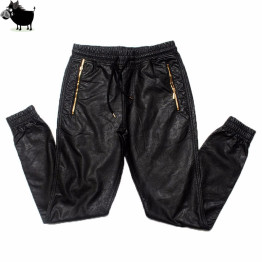 Man Si Tun New Kanye west Hip Hop big and tall Fashion zippers jogers Pant Joggers dance urban Clothing Mens faux leather Pants