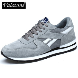 Valstone Genuine leather sneaker for Men Spring casual shoes Breathable outdoor walking shoes light weight Rubber sole Grey Blue
