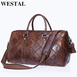 WESTAL Men's Luggage Travel Bags Genuine Leather Duffle Bag Suitcase and Travel Tote Carry on Luggage Bags Big/Weekend Bags 8883
