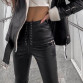 Wannathis Leather Pant Faux PU Pencil Pant Lace Up High Waist Bandage Slim Skinny Zipper Streetwear Autumn Casual Trousers Women