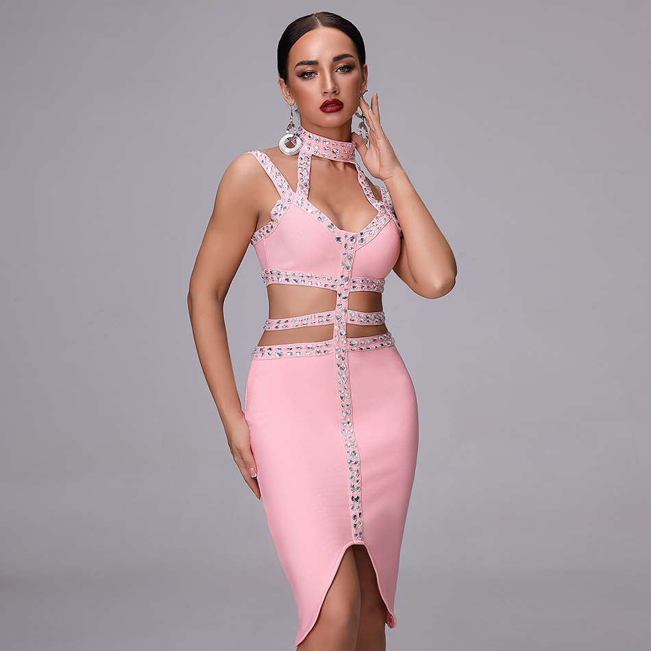 Bandage-Dress-2019-New-Shelves-Beaded-Ladies-Luxury--Bodycon-Party-Pink-Gray-Openwork-Sexy--Christma-32944570087