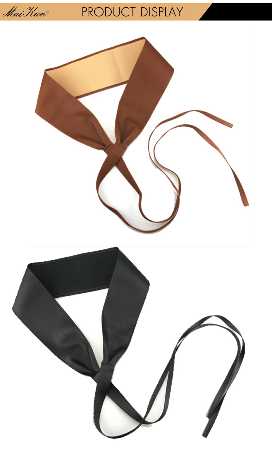 Boho-Belt-for-Women-Bowknot-Faux-Leather-Wrap-Around-Obi-Style-Cinch-Waistband-Black-Cummerbund-Brow-32788672293