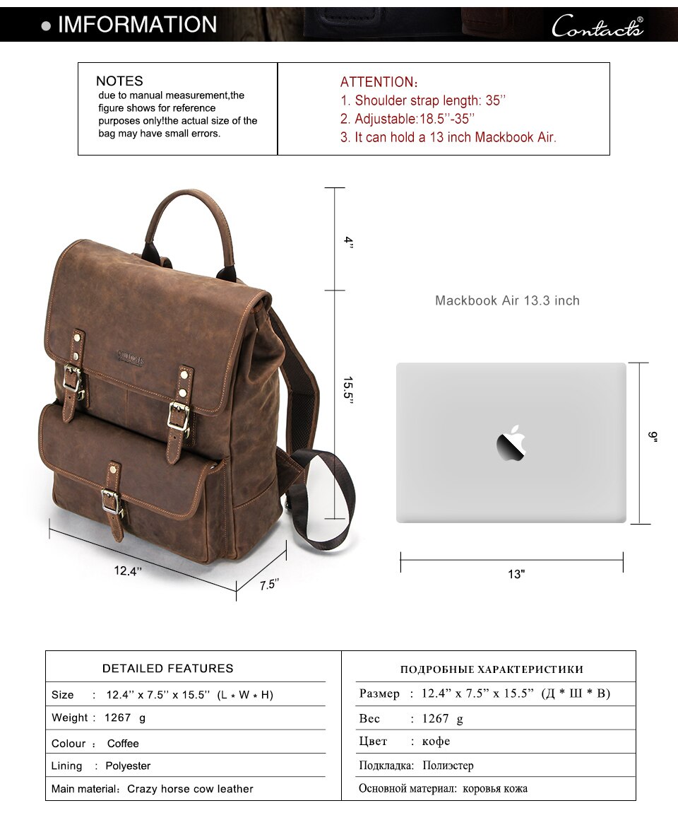 CONTACTS-NEW-Business-Backpacks-Crazy-Horse-Leather-Backpack-for-133-inch-Laptop-Vintage-Men-Travel--4000069632392