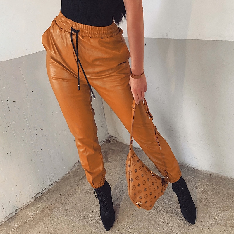 Shestyle-PU-Leather-Drawstring-Winter-Jogger-Pants-Women-High-Waist-Sexy-Casual-Loose-Thick-2019-Aut-4000103956497