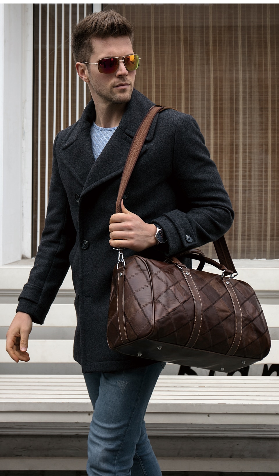 WESTAL-Mens-Luggage-Travel-Bags-Genuine-Leather-Duffle-Bag-Suitcase-and-Travel-Tote-Carry-on-Luggage-32798190847